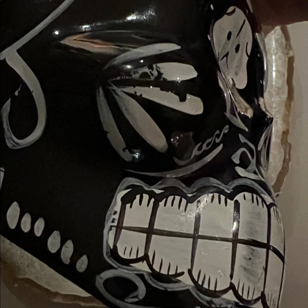 KAI TEQUILA Large Skull Bottle Decorative Black and White Day of the Dead - Picture 5 of 7